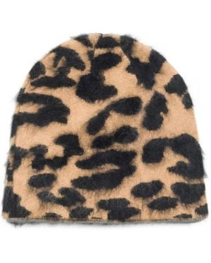 Stussy Leopard-Print Cashmere Beanie Hat - Black