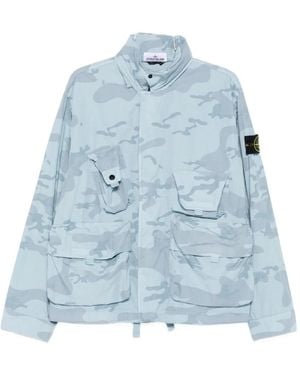 Stone Island Camouflage-Print Jacket - Blue