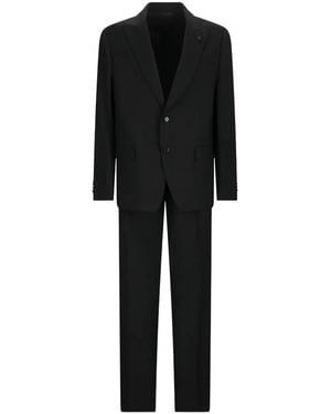 Lardini Drop 7 Lapel Pin Suit - Black
