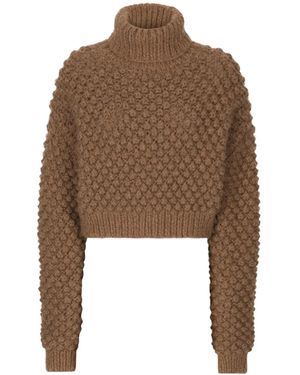Dolce & Gabbana Roll-Neck Cropped Jumper - Brown
