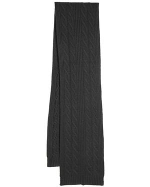 N.Peal Cashmere Cable Rib Scarf - Black