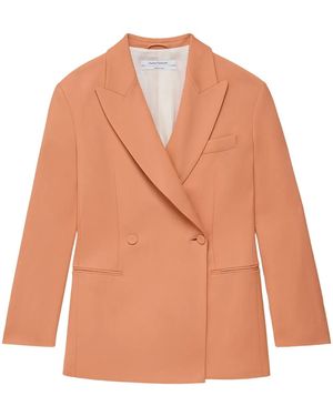Another Tomorrow Double-Breasted Peak-Lapel Blazer - Orange