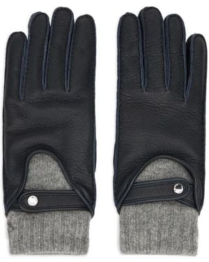 Moorer Ribbed-Knit Paneled Gloves - Black