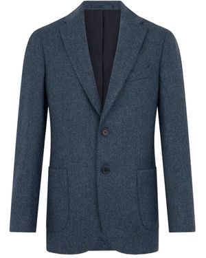 Brooks Brothers Herringbone-Pattern Single-Breasted Blazer - Blue