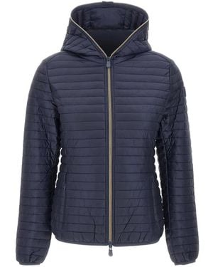 Save The Duck Quilted Hooded Jacket - Blue