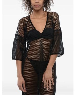 Off-White c/o Virgil Abloh Mesh Logo-Stripe Maxi Dress - Black