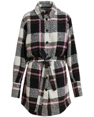 Essentiel Antwerp Checked Belted Shirt Mini Dress - Black