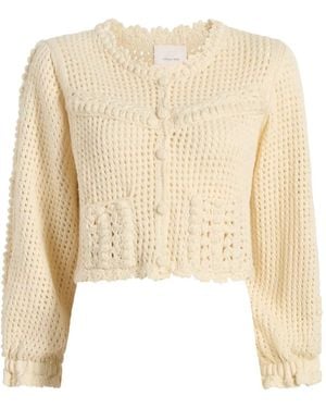 Cinq À Sept Gehäkelter Cardigan mit Puffärmeln - Natur