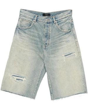 Purple Brand Distressed Raw-Cut Shorts - Blue