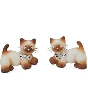 YVMIN Cat-Motif Crystal-Embellished Hair Clips - Metallic