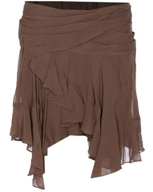 Isabel Marant Flounced asymmetric mini skirt - Braun
