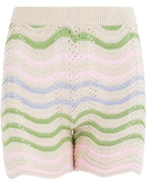 Agua Bendita Caloryn Wave-Knit Pointelle-Knit Shorts - Multicolour