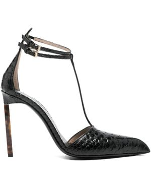 Tom Ford Printed Python T Strap Pumps - ブラック