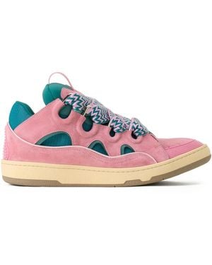 Lanvin Curb Cut-Out Lace-Up Sneakers - Pink