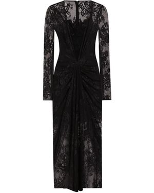 Dolce & Gabbana Lace Long-Sleeve Dress - Black