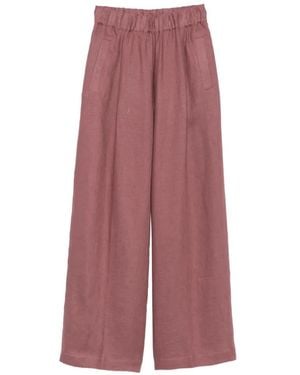 Semicouture Elasticated-Waist Wide-Leg Trousers - Purple