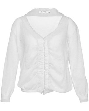 GLOWNY Sherbet Fringe-Trim Cardigan - White