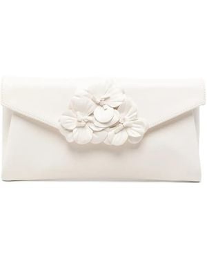Twentyfourhaitch Floral-Appliqué Envelope Shoulder Bag - Natural