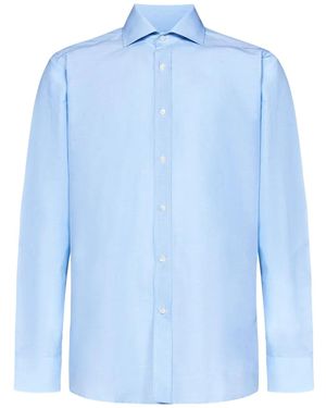 Franzese Collection Spread-Collar Long-Sleeve Shirt - Blue