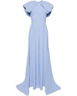Saiid Kobeisy Crepe Jumpsuit With Back Overskirt - Blue