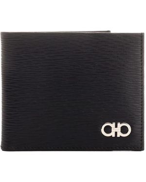 Ferragamo Gancini-Plaque Leather Wallet - Black