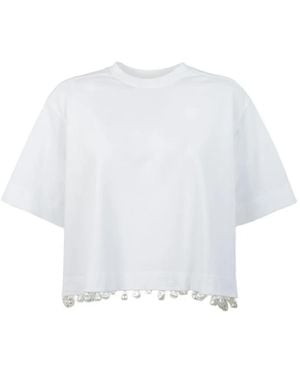 Sportmax Faux-Pearl Embellished T-Shirt - White