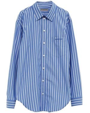 Balenciaga Logo-Embroidered Shirt - Blue