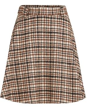 Brunello Cucinelli Comfort Checked Wool And Alpaca Mini Circle Skirt - Natural