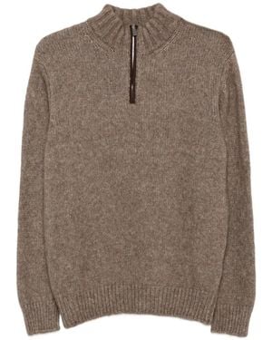 Fedeli Maglione Con Mezza Zip - Marrone