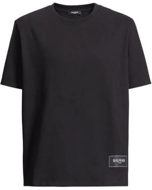 Balmain Logo-Patch T-Shirt - Black