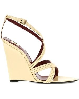 Saint Laurent Sandalias con cuña de 110 mm - Metálico