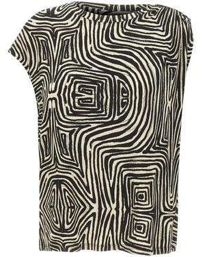 Elena Miro Abstract-Pattern Gathered T-Shirt - Natural
