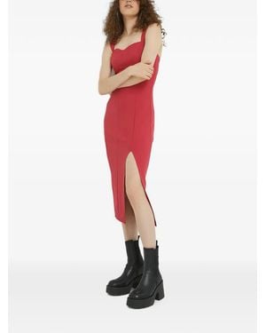 Abercrombie & Fitch Side-Slit Midi Dress - Red