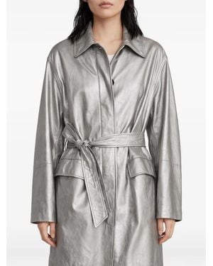 Brunello Cucinelli Ledermantel Im Metallic-Look - Grau