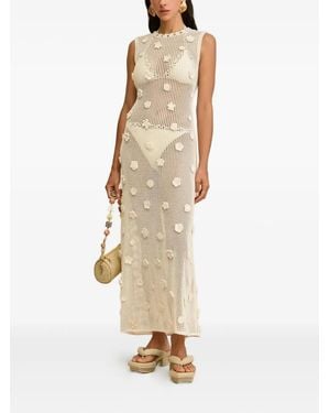 Cult Gaia Vermeer Flower-Embellished Crochet Dress - Natural