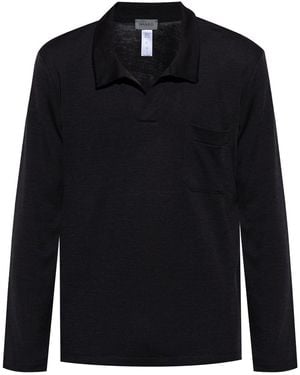 Hanro Long-Sleeve Polo Shirt - Black