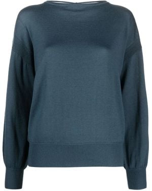 Patrizia Pepe Boat-Neck Long-Sleeve Top - Blue