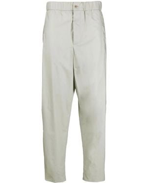 Giorgio Armani Elasticated-Waist Cotton Trousers - Grey