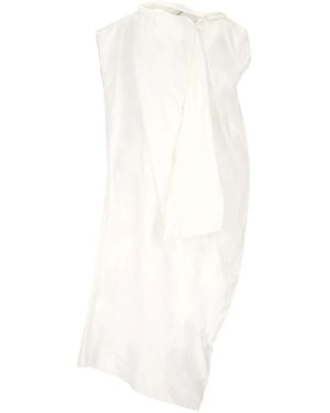 Carven Asymmetric Draped Mini Dress - White
