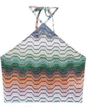 Missoni Zigzag-Knit Halterneck Top - Blue