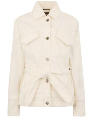 Moorer Belted Pocket Jacket - White