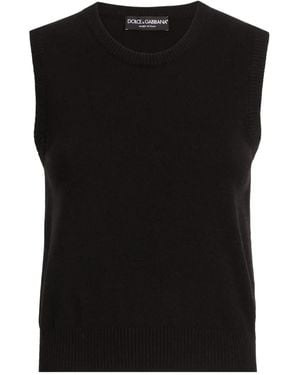 Dolce & Gabbana Sleeveless Round-Neck Top - Black