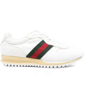 Gucci Leather Stripe Sneakers - White