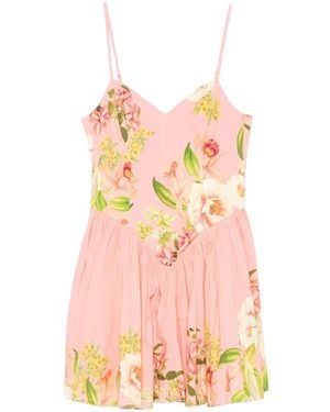 Hemant & Nandita Lena Floral-Print Pleated Mini Dress - Pink