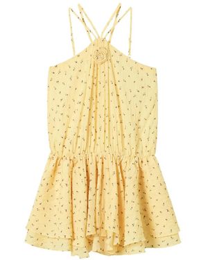 B+ AB Floral-Print Mini Dress - Yellow