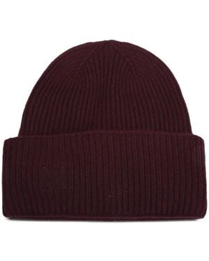 Max Mara Ribbed Logo Beanie - Red