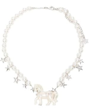 YVMIN Paradise Pony Halskette mit Sternen - Weiß