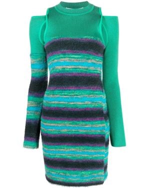 ANDERSSON BELL Stripe-Pattern Knitted Dress - Green