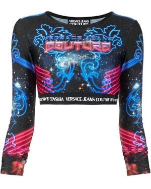 Versace Jeans Couture Versace Women Printed Lycra Top Multicolour - Blue
