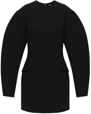 ROTATE BIRGER CHRISTENSEN Round Neck Mini Dress With Puff Sleeves And Buttoned Cuffs - Blue
